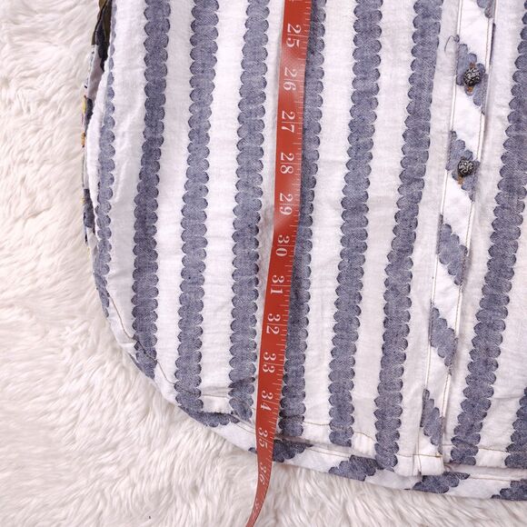 Anthropologie Cyrena Floral Embroidered Linen Sleeveless Shirt Dress Size M - Picture 4 of 11